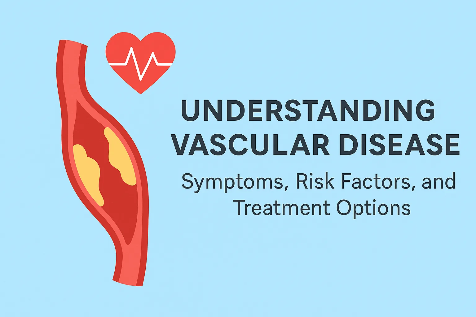 Illustration of an artery narrowed by fatty plaque, titled Understanding Vascular Disease