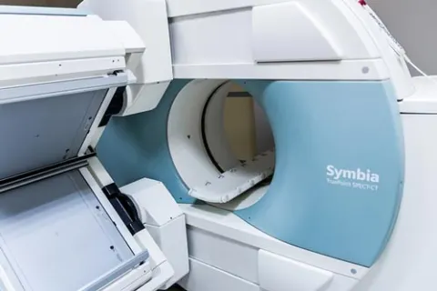 SPECT-CT scanner in a hospital nuclear-imaging room